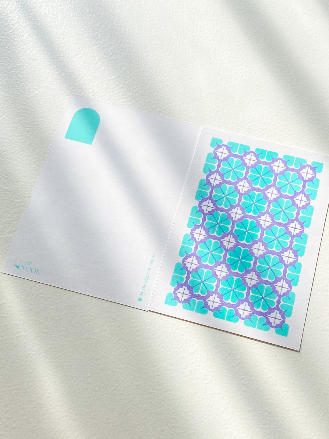 玻璃海棠四葉草壓花RISO明信片（薄荷綠&薰衣紫）