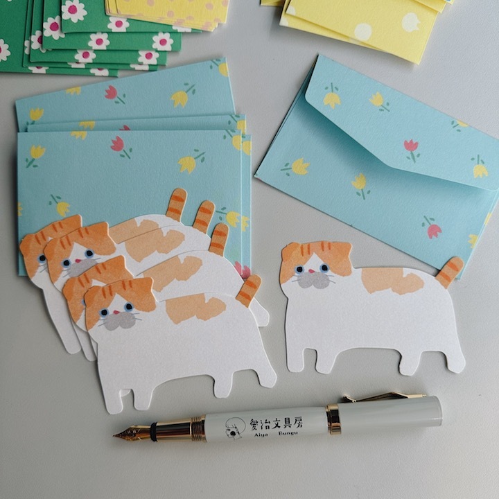 藍色 毛茸茸貓咪 5入迷你小卡片｜日本ACTIVE CORPORATION