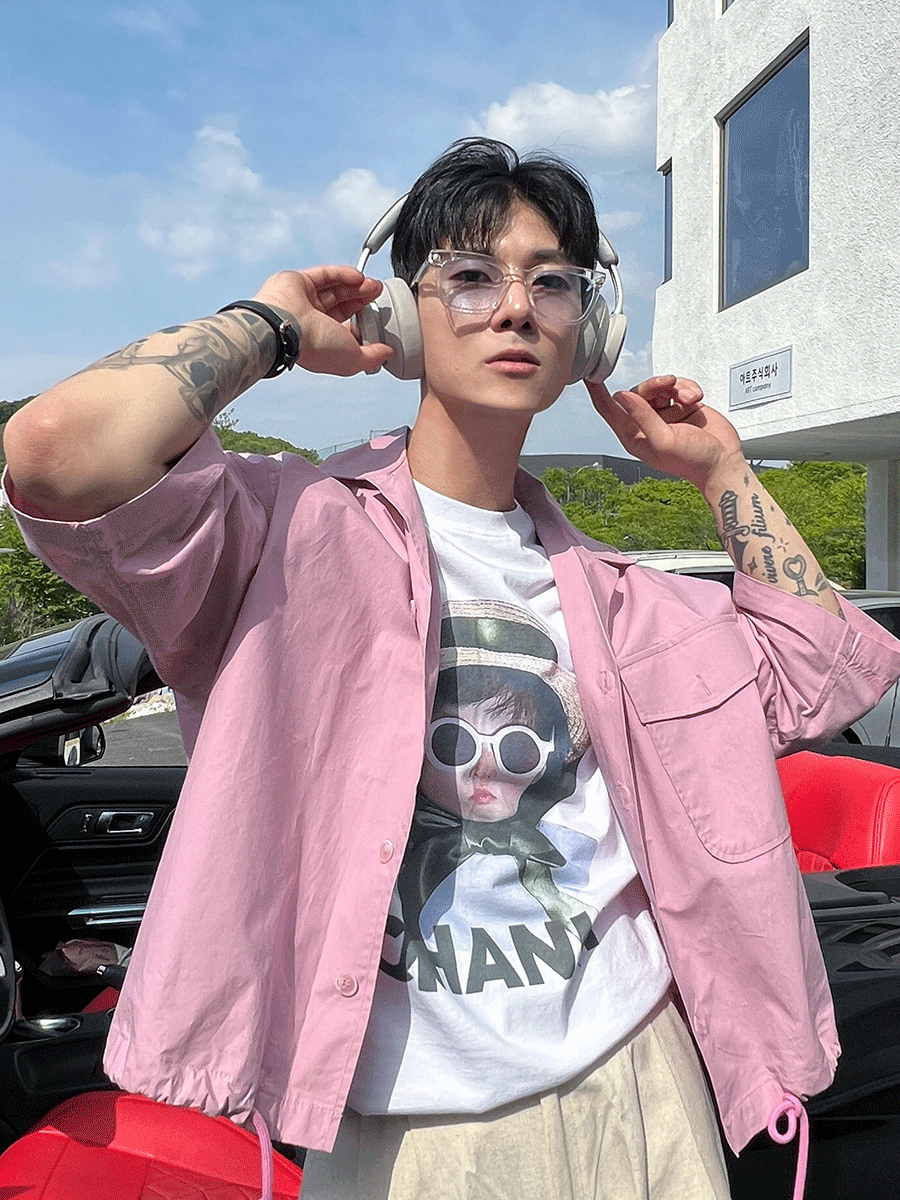 短款口袋短袖襯衫