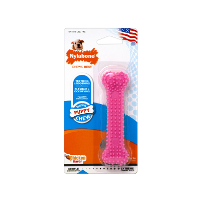 Nylabone 幼犬潔牙玩具棒(粉紅色)