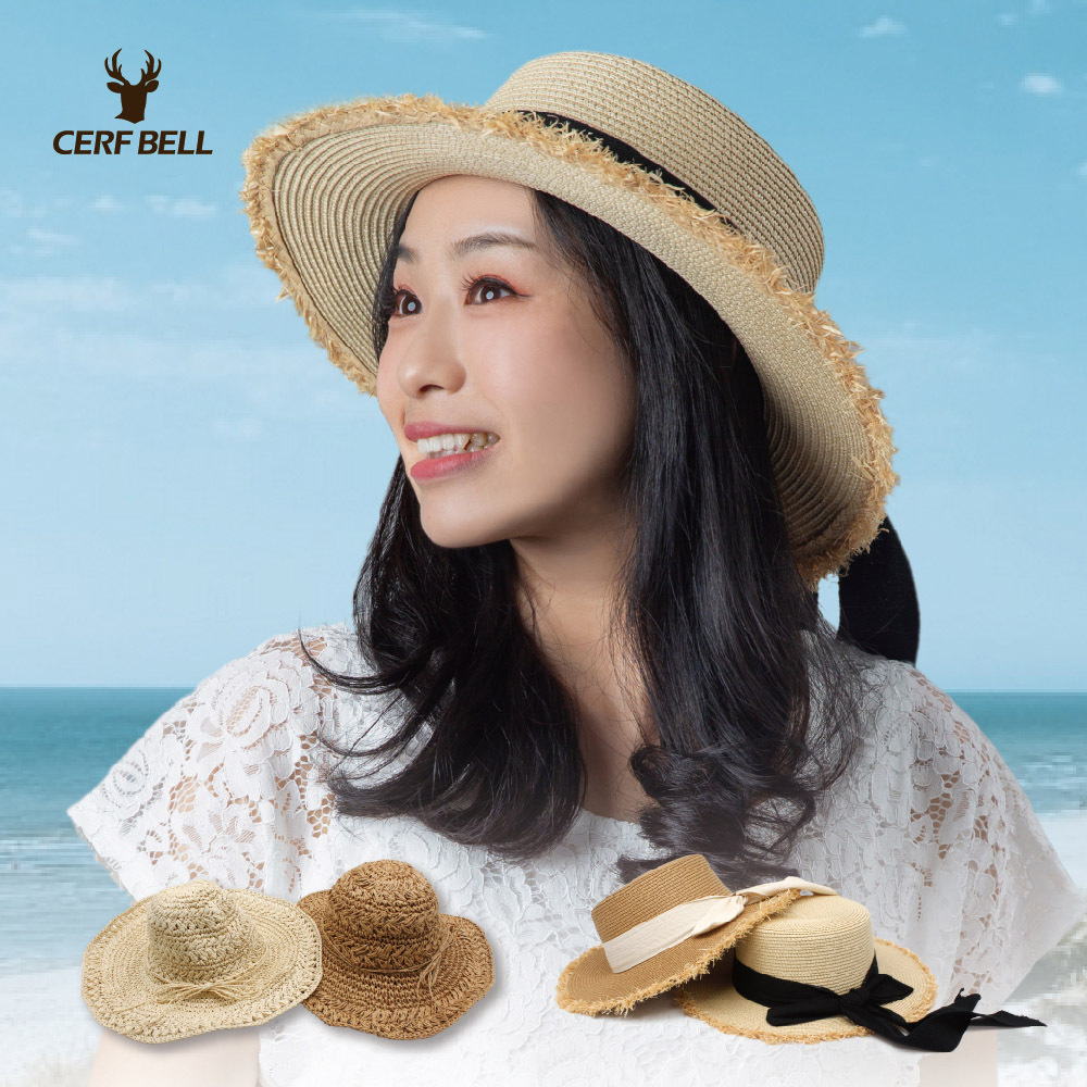 【肌涼】【Charm/優雅輕盈系列】平頂綁帶蝴蝶結草帽丨7GH0123