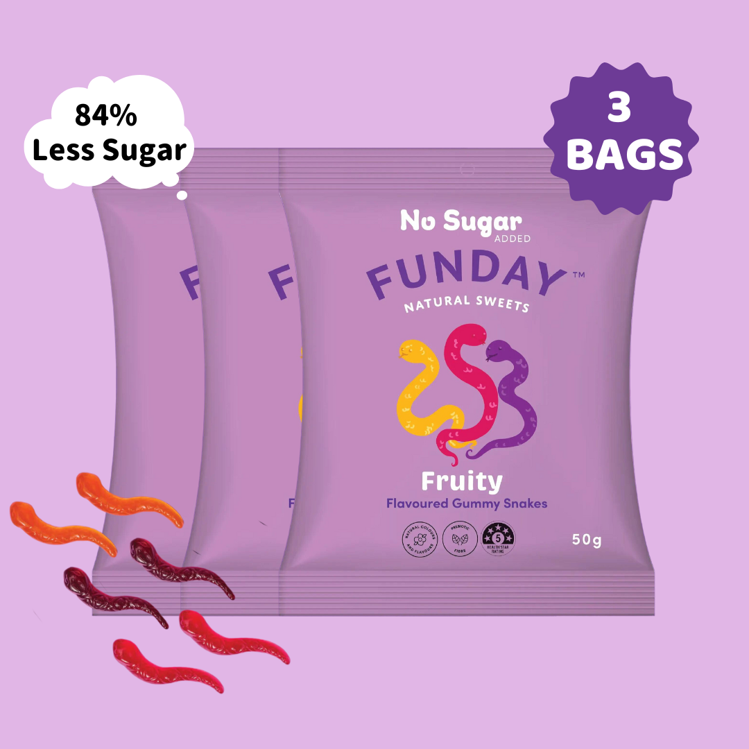 Funday 天然無添加糖水果味蛇仔糖 50g x3 包 (熱情果+黑加侖子+紅桑子)