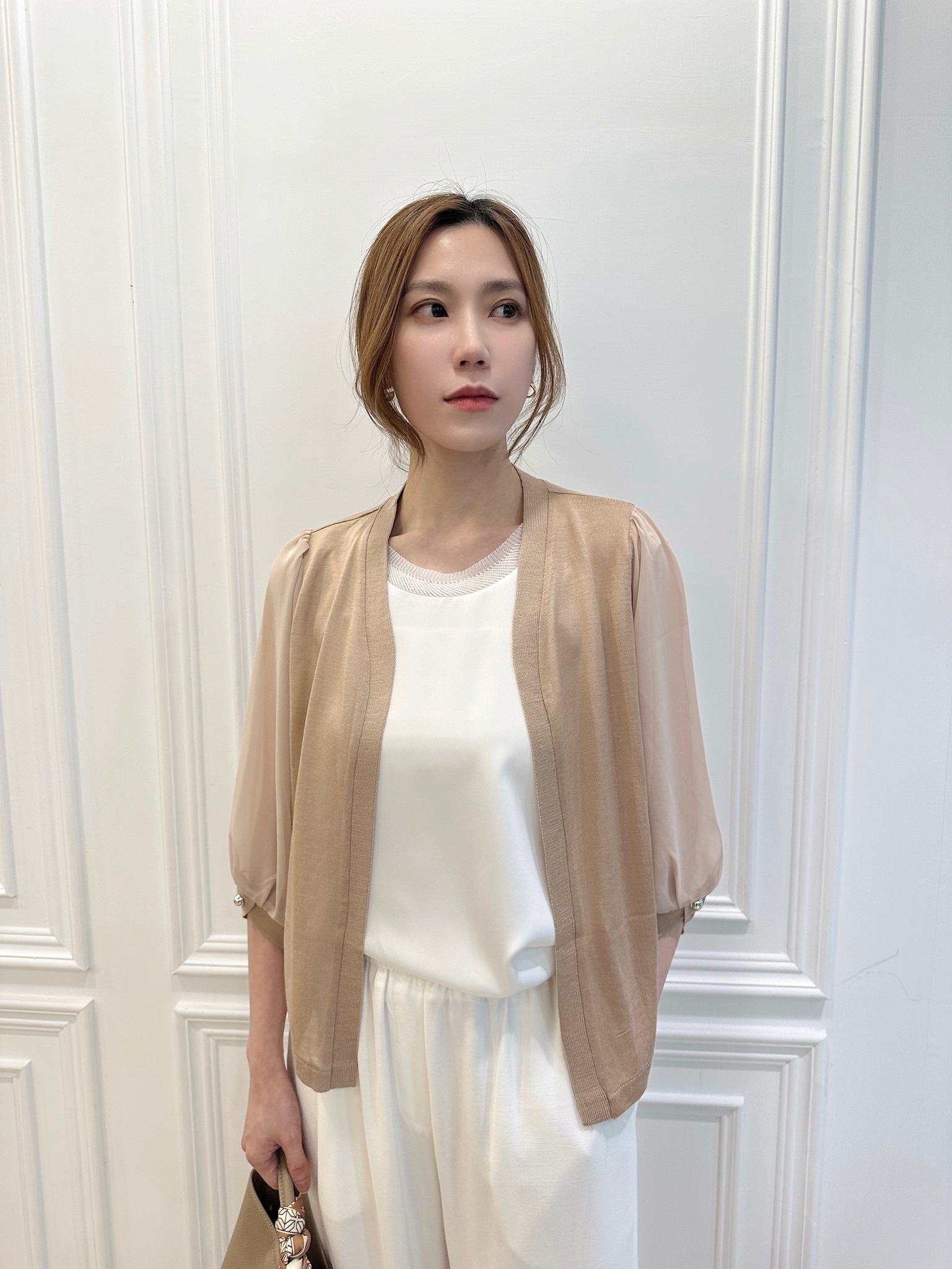 袖透膚針織外套