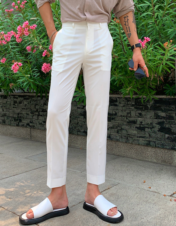 冰絲無褶西裝褲