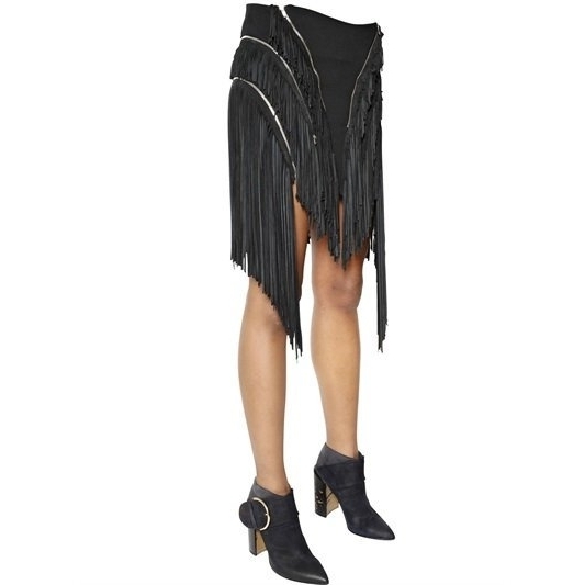 Jay Ahr - 流蘇拉鍊造型短裙