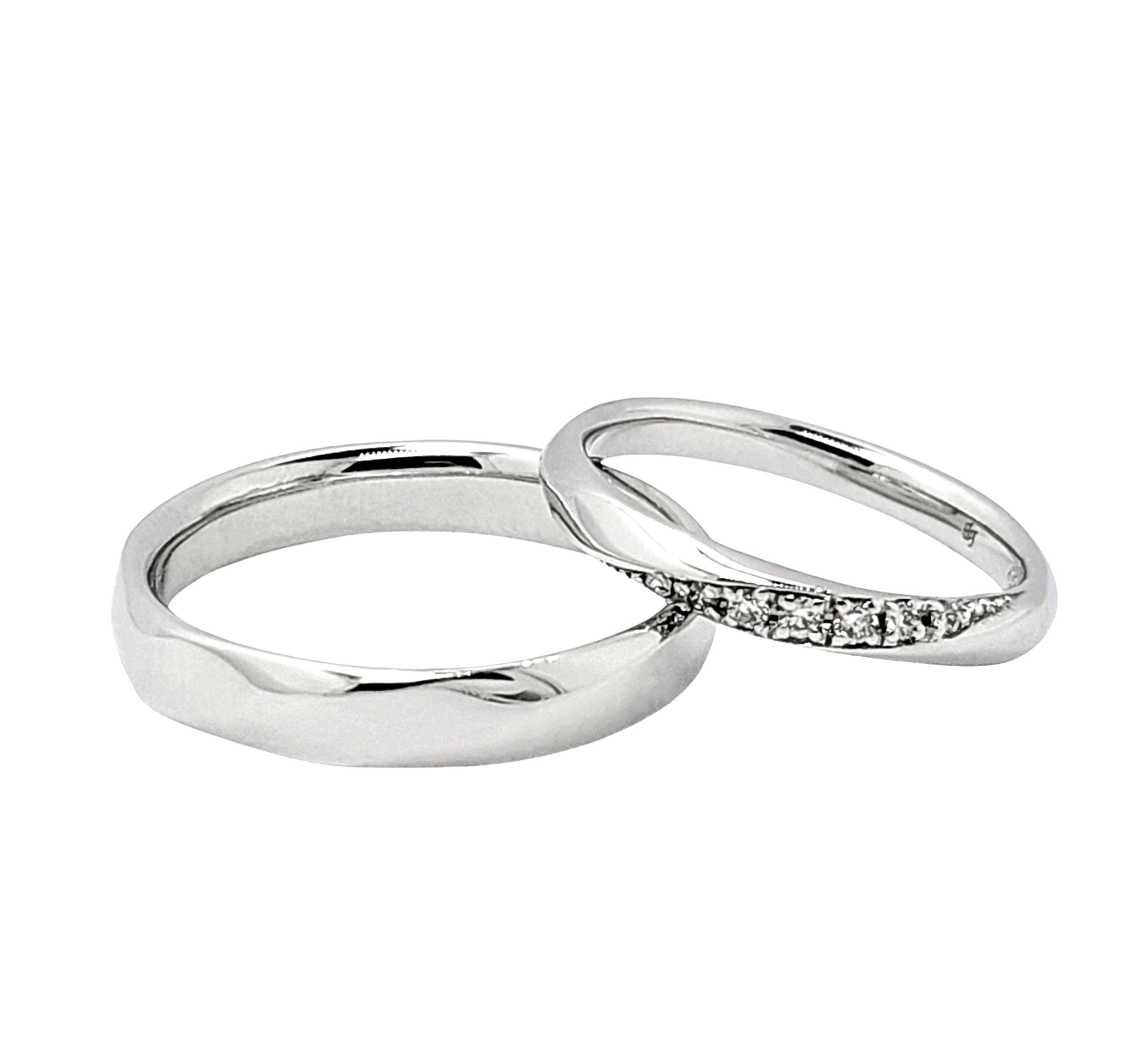 18K白金天然鑽石結婚戒指