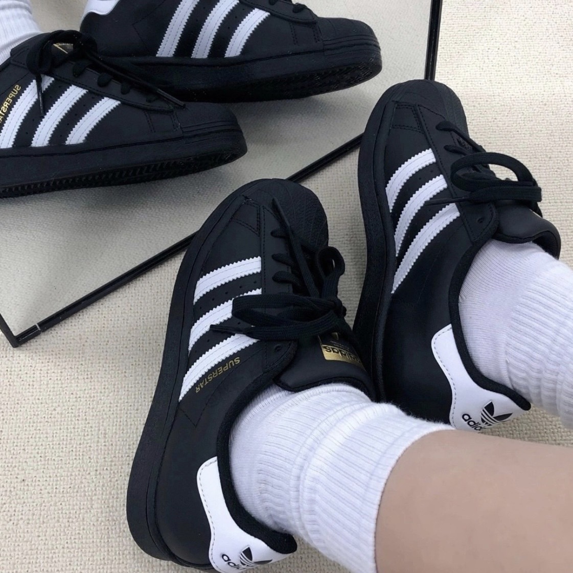 Adidas Superstar 復古貝殼鞋全黑金標EG4959