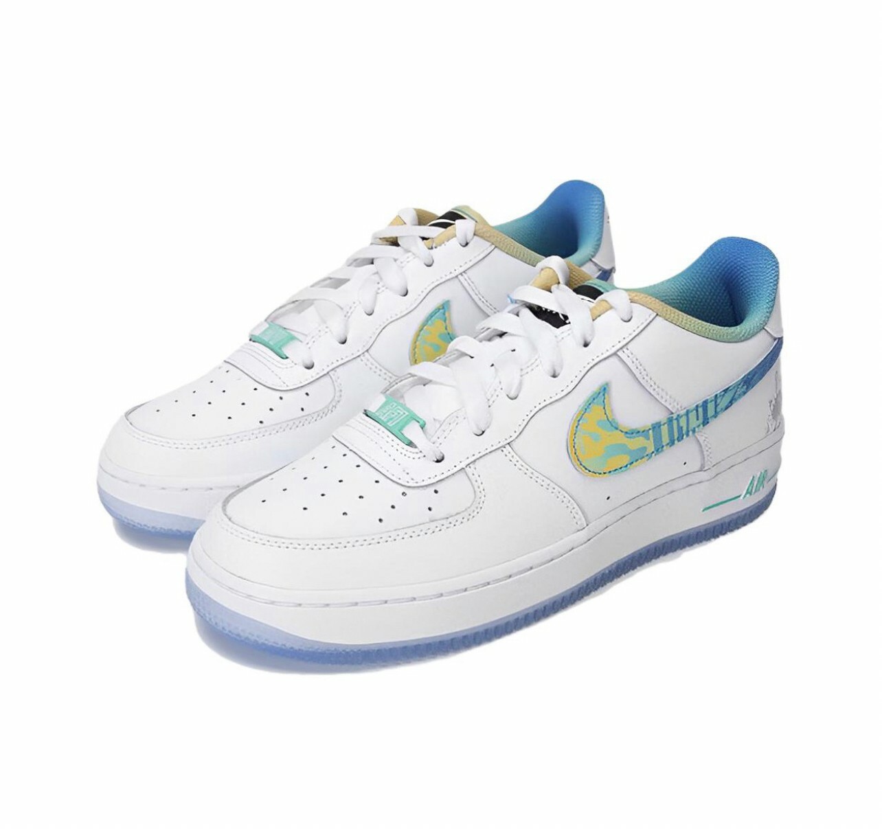 代購  Nike Air Force 1 LOW LV8 果凍底 休閒鞋 籃球 漸變色 白綠藍 MAY-