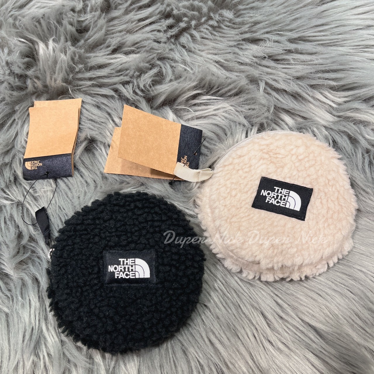 韓國The North Face - Fleece Pouch Square 毛絨拉鍊 圓形迷你零錢包