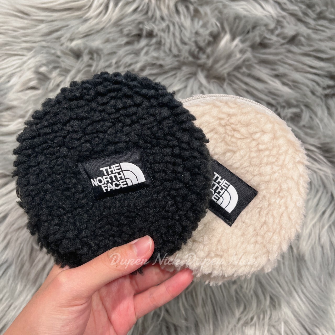 韓國The North Face - Fleece Pouch Square 毛絨拉鍊 圓形迷你零錢包