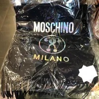 [S] MOSCHINO MILANO LOGO PRINT SCARFT,NAVY, 8052532739479 (SM527)