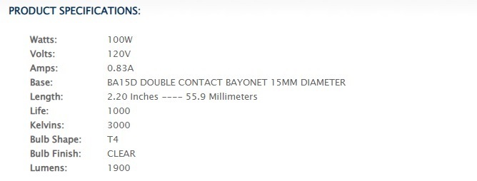 飛利浦 12119W 100W B15D 透明