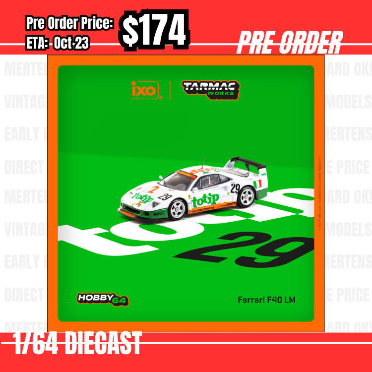 Pre Order-$174 Tarmac 1:64 Ferrari F40 LM 24h of Le Mans 1994 A. Olofsson / S. Angelastri / L. Della Noce [OD25/05]