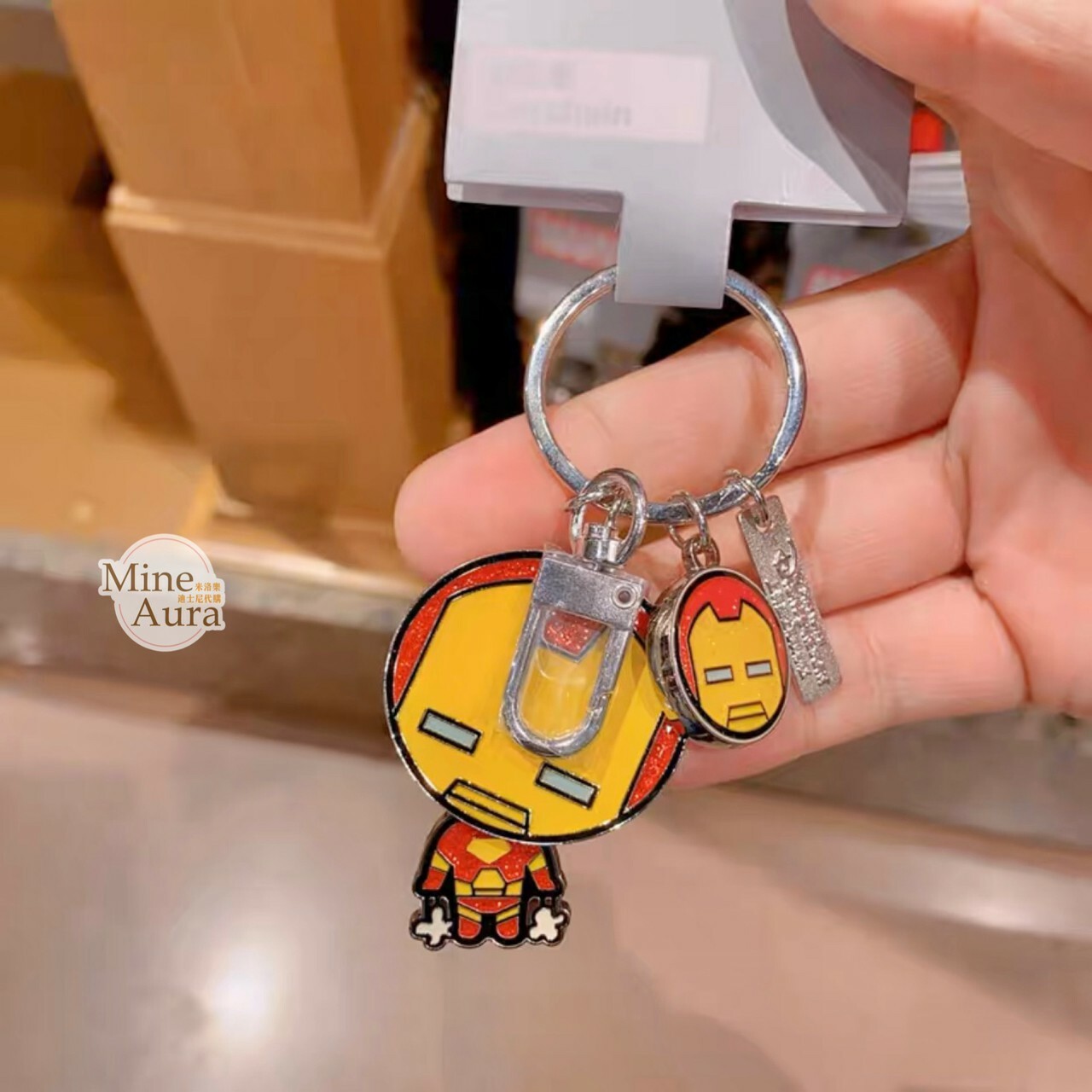 Q版 鋼鐵人 Iron Man 造型 金屬 鑰匙圈 吊飾 漫威 Marvel -上海迪士尼樂園