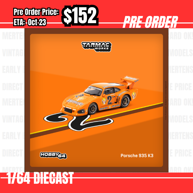 Pre Order-$152 Tarmac 1:64 Porsche 935 K3 DRM 1980 A. Plankenhorn [OD25/05]