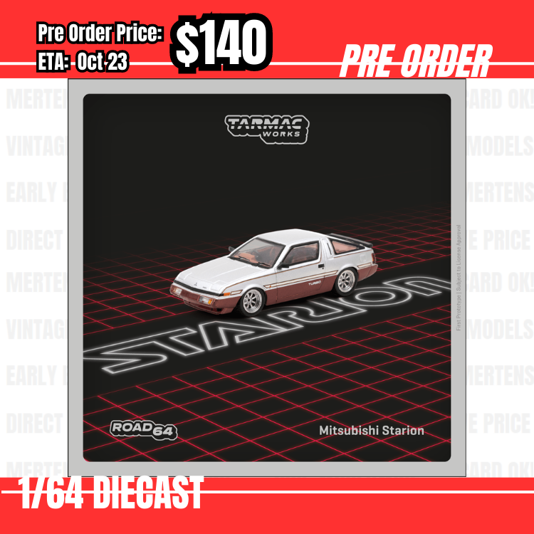 Pre Order-$140 Tarmac 1:64 Mitsubishi Starion Silver / Dark Red [OD25/05]