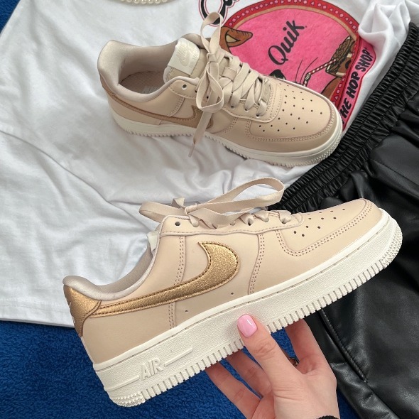 Nike Air Force 1 奶茶金箔 奶茶色 燙金 金勾 奶油色 AF1 DQ7569-102
