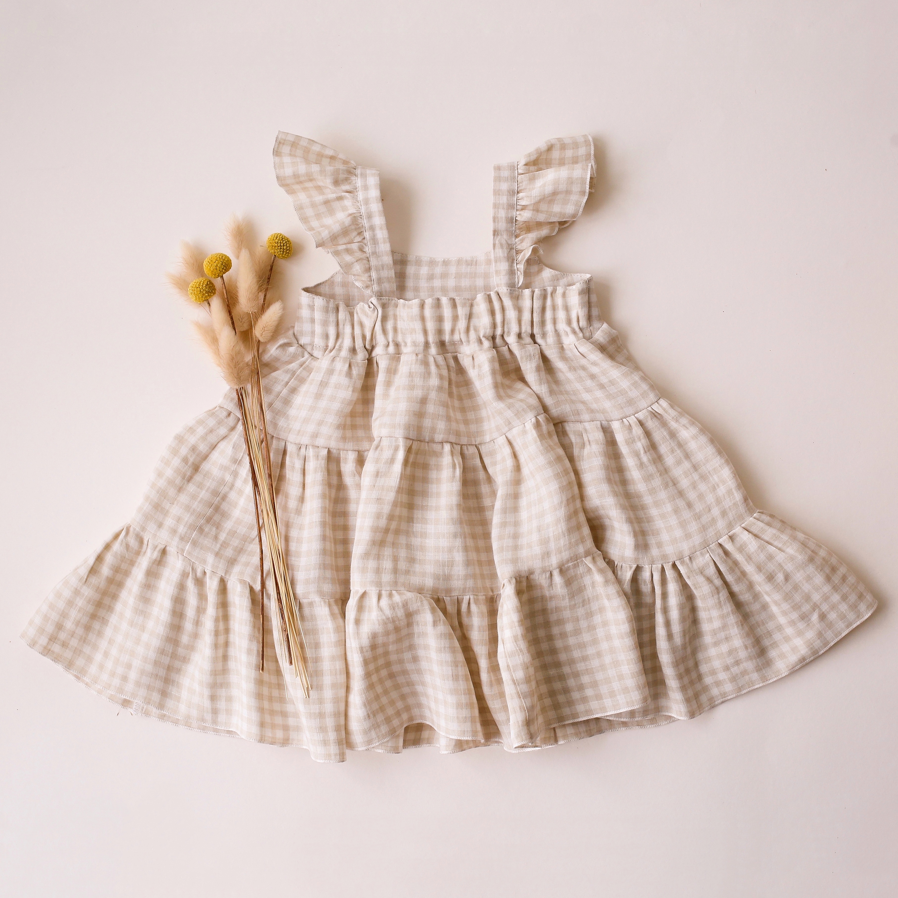 Dannie and Lilou-Boho Dress波希米亞長洋裝(Beige Gingham)