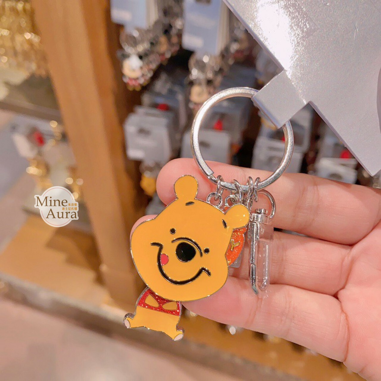 Q版 小熊維尼 Winnie the Pooh 造型 金屬 鑰匙圈 吊飾 -上海迪士尼樂園