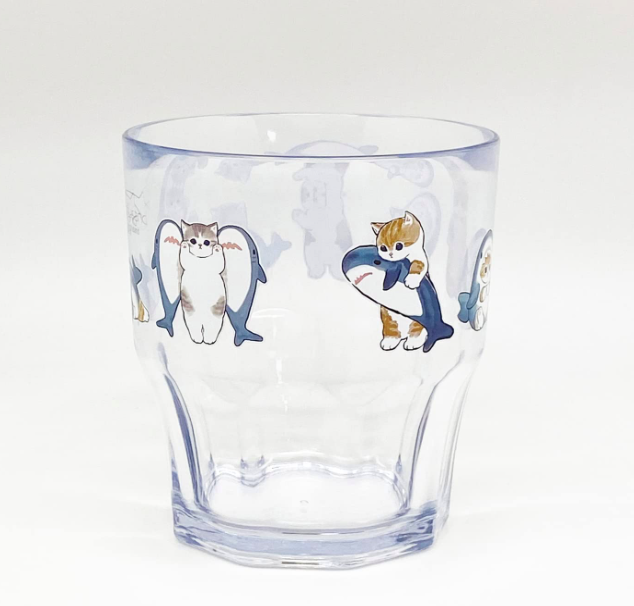 mofusand 透明鯊魚圖案塑料杯 300ML