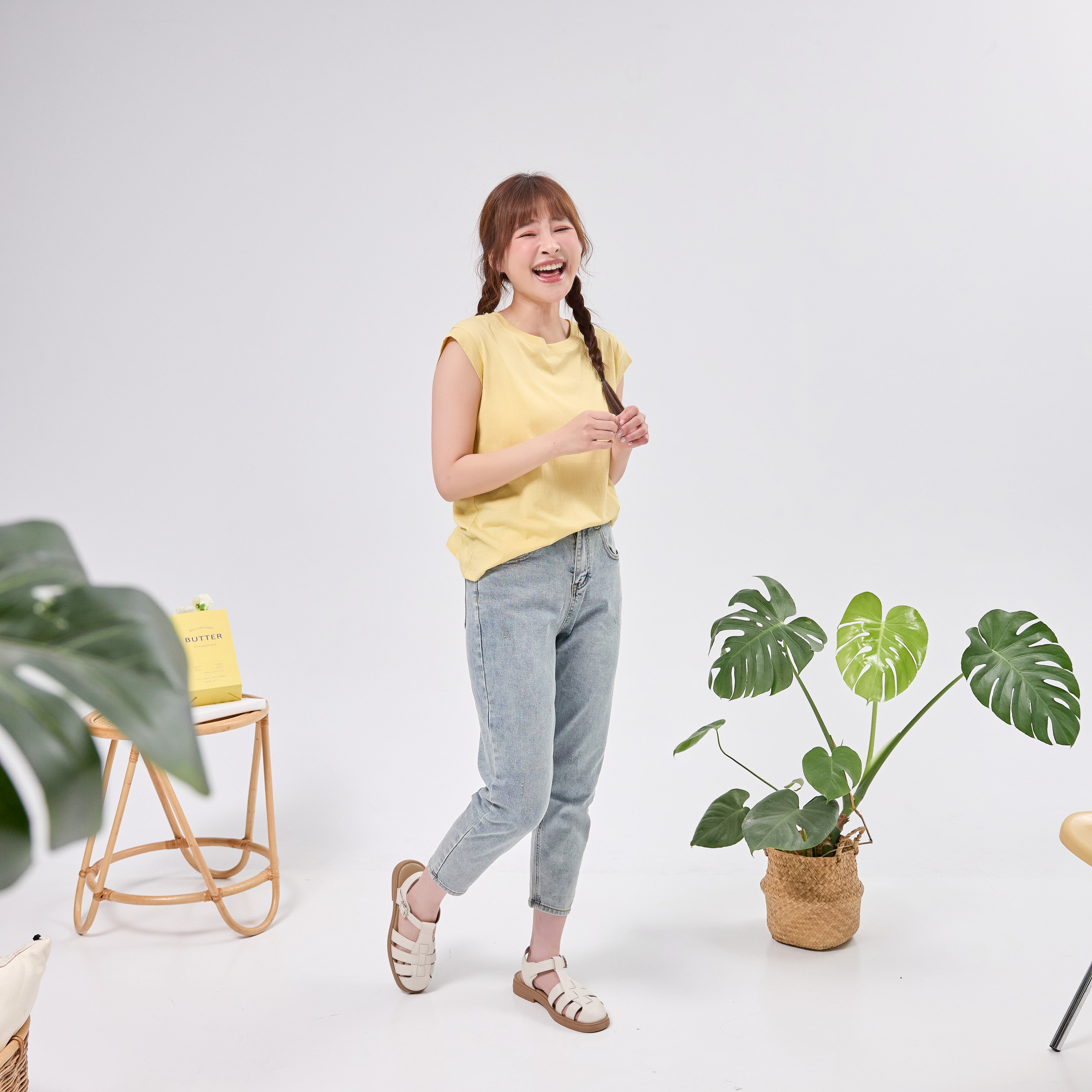 法朵Fado shop｜腰造型環釦拉鍊彈力牛仔褲 259C002 深/淺藍 S-XL