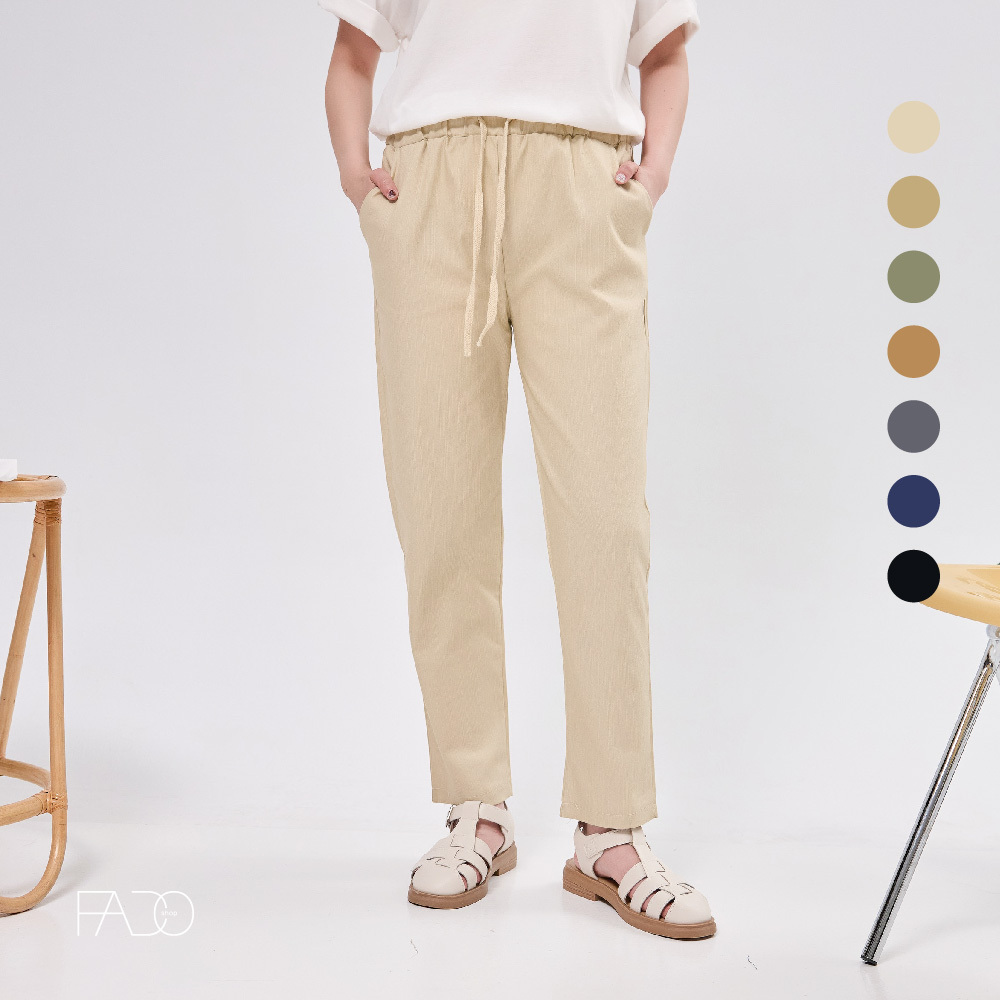 法朵Fado Shop｜素面腰抽繩綁帶休閒長褲 273C008 六色