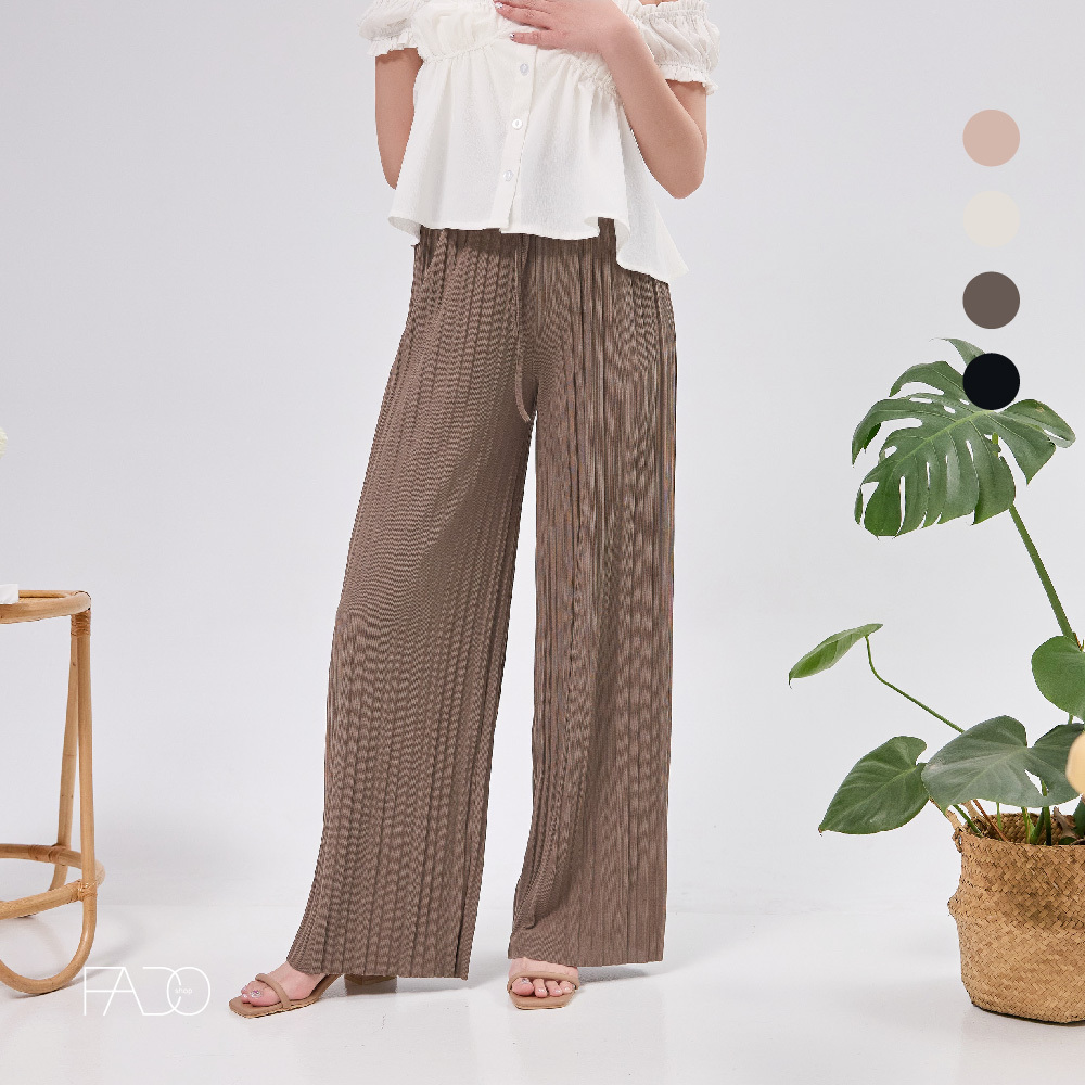 法朵Fado Shop｜鬆緊腰壓百褶寬褲 273C011 四色