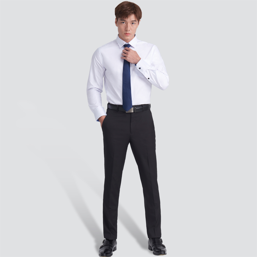 嫘縈混紡長袖襯衫-白