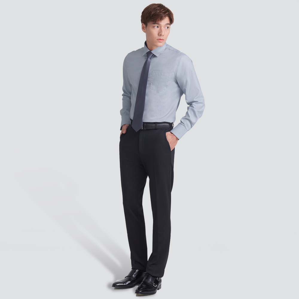 嫘縈混紡長袖襯衫-灰