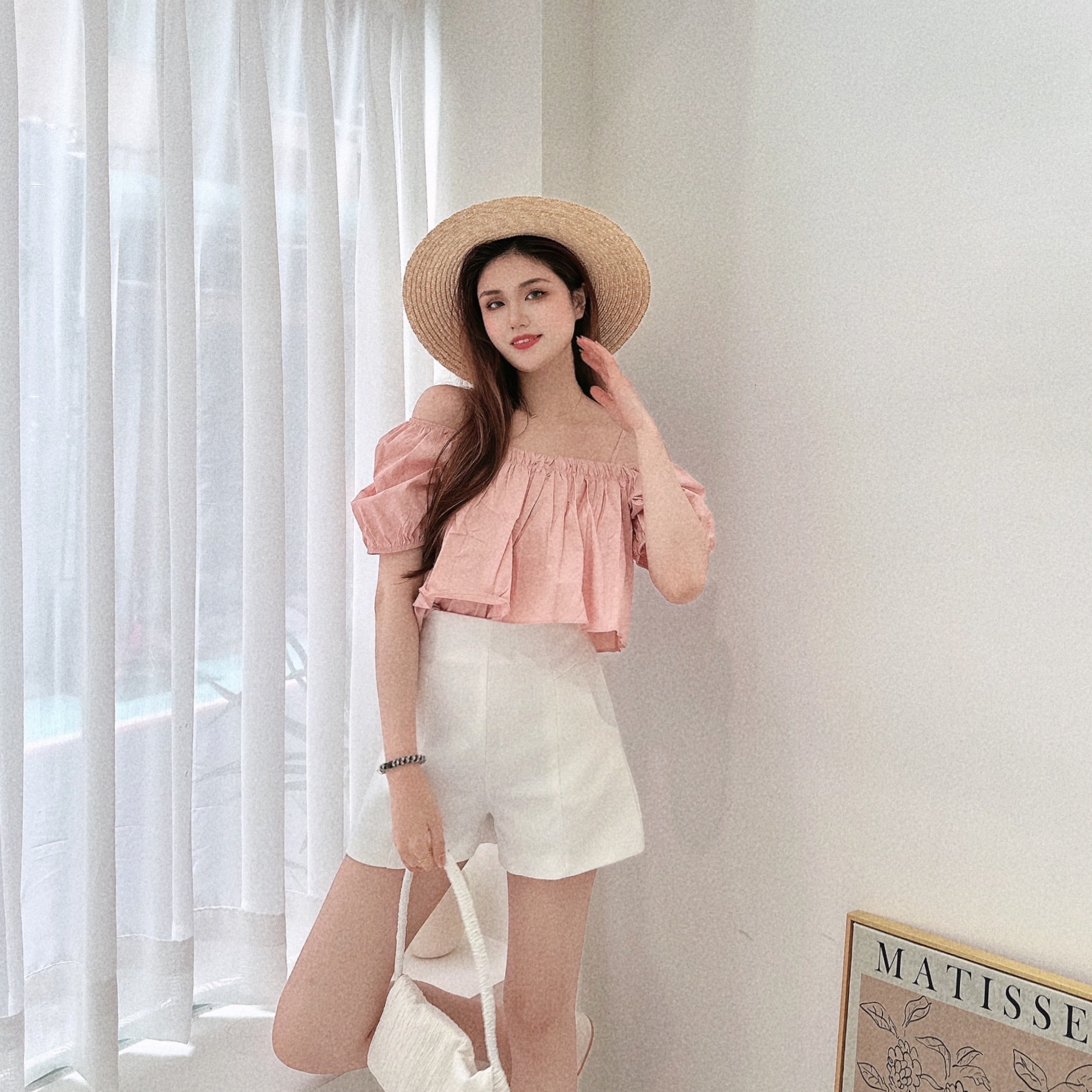 甜美蛋糕一字領上衣/二色