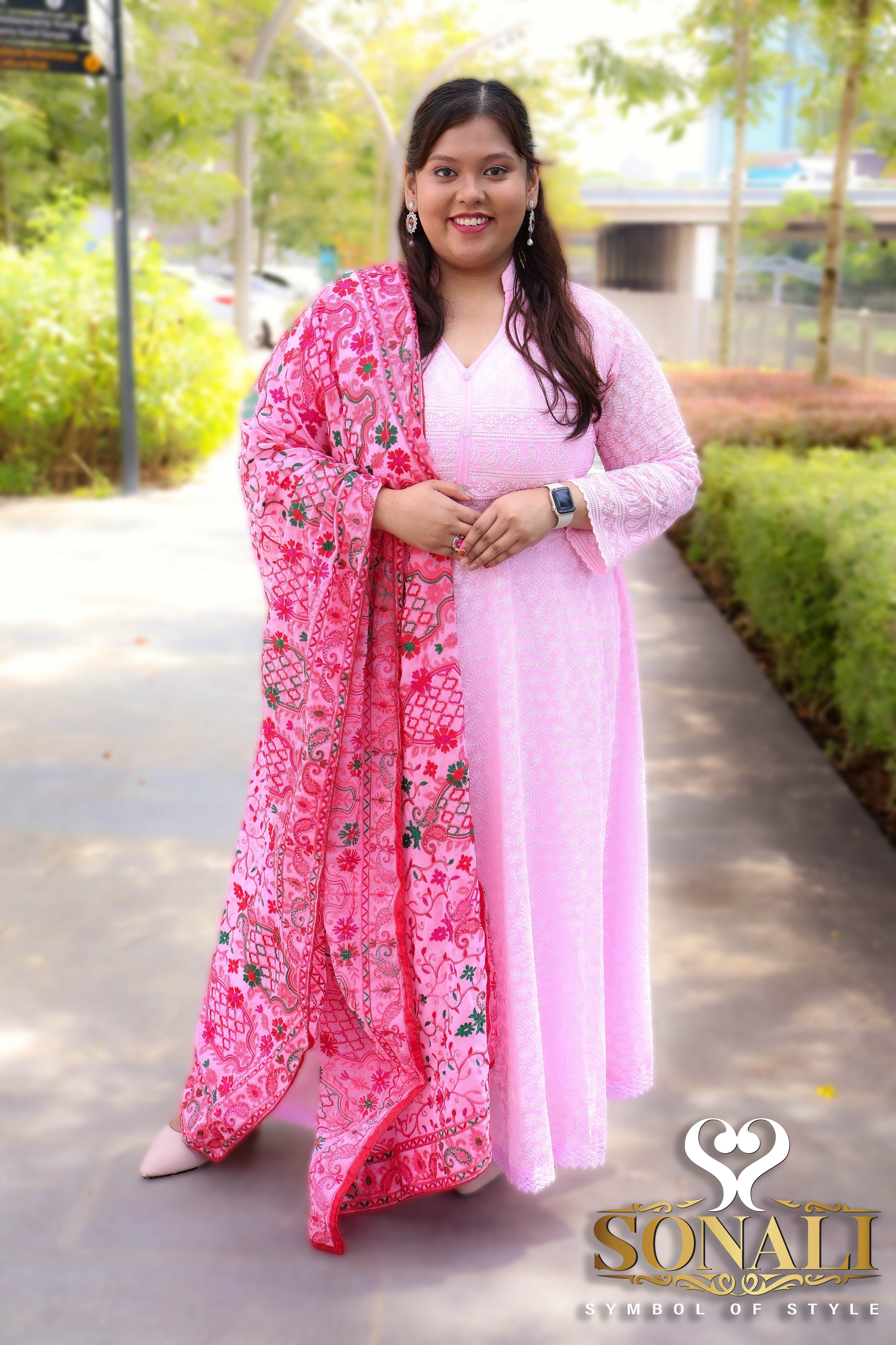 Sonali Premier Quality Women's Chikan Gown Collection / Long Dress