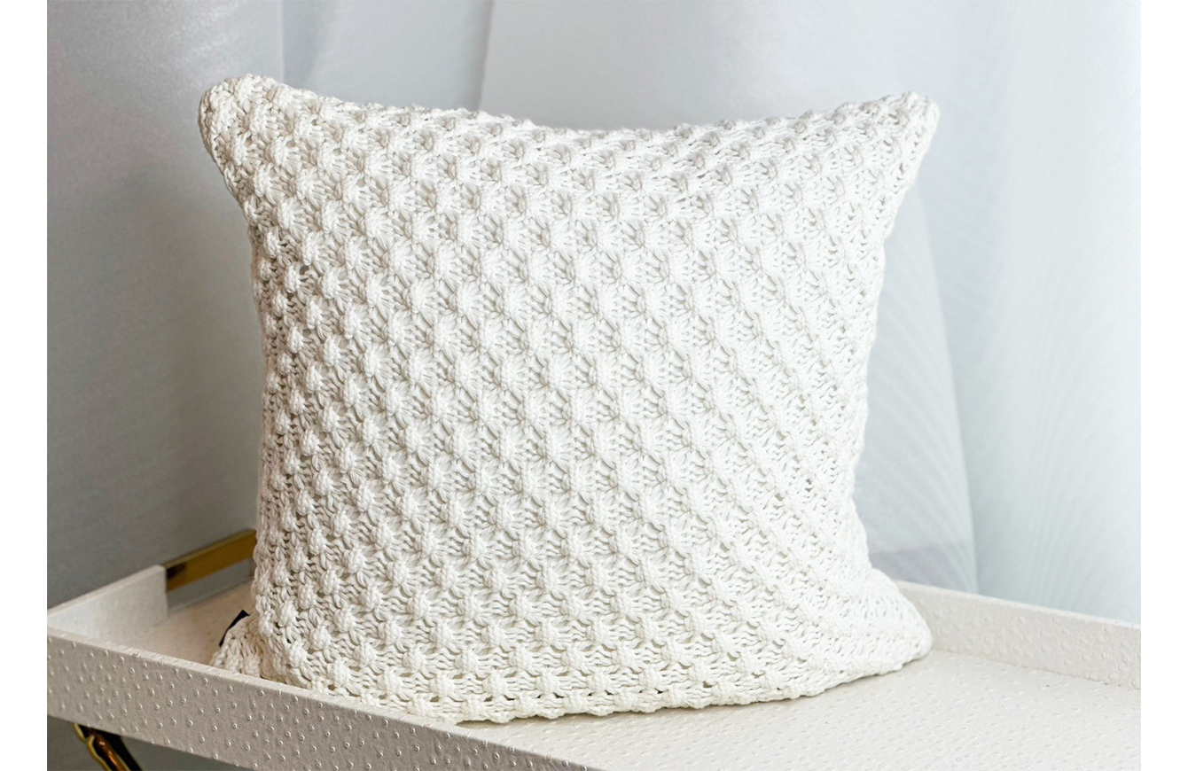 爆米花編織抱枕 灰／白
