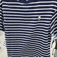 [S] WHO.A.U STEVE EMBROIDERY STRIPE SHORT SLEEVE T-SHIRT,NAVY, WHRSD2523U-NAVY (SWAU132)