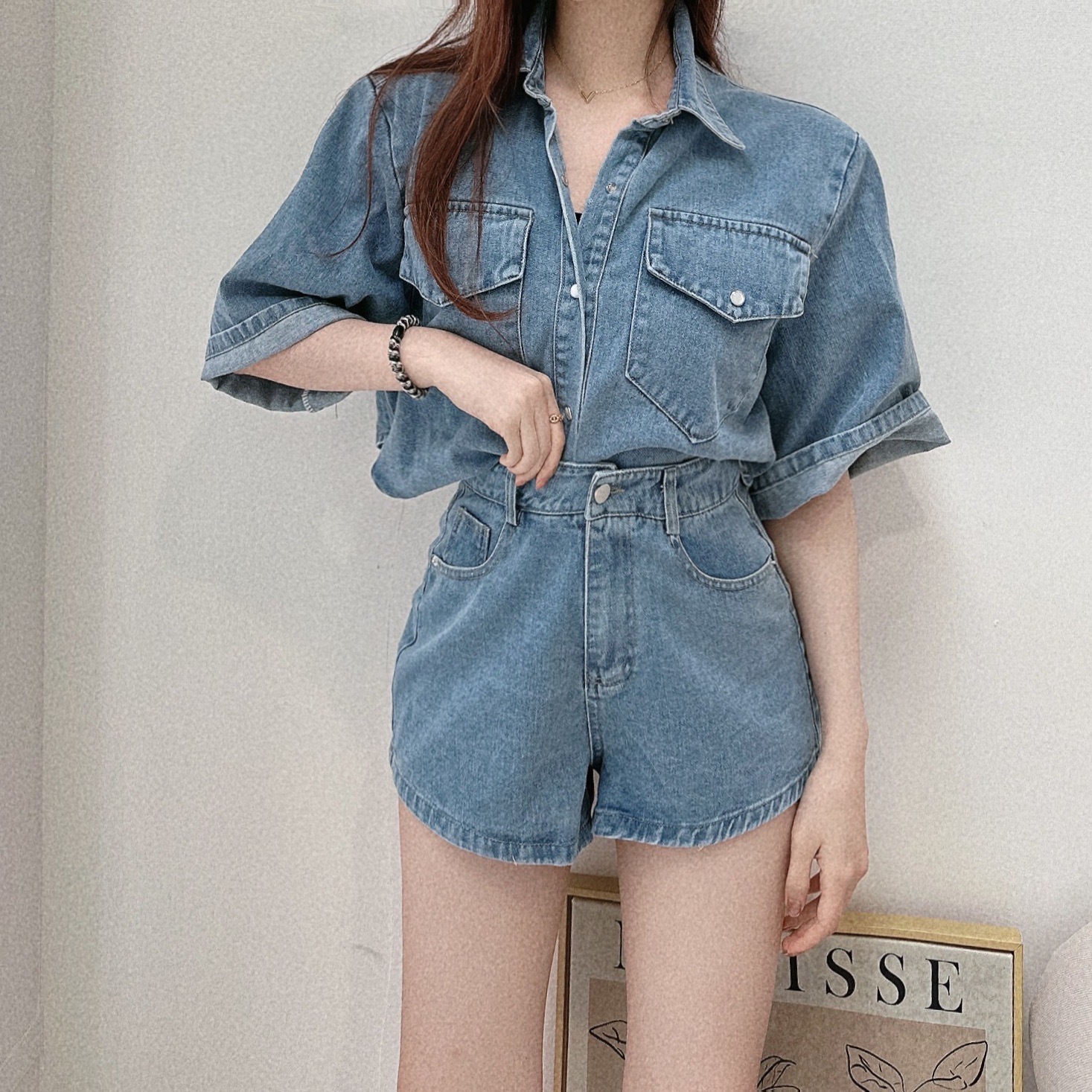 率性牛仔套裝SET/單一色