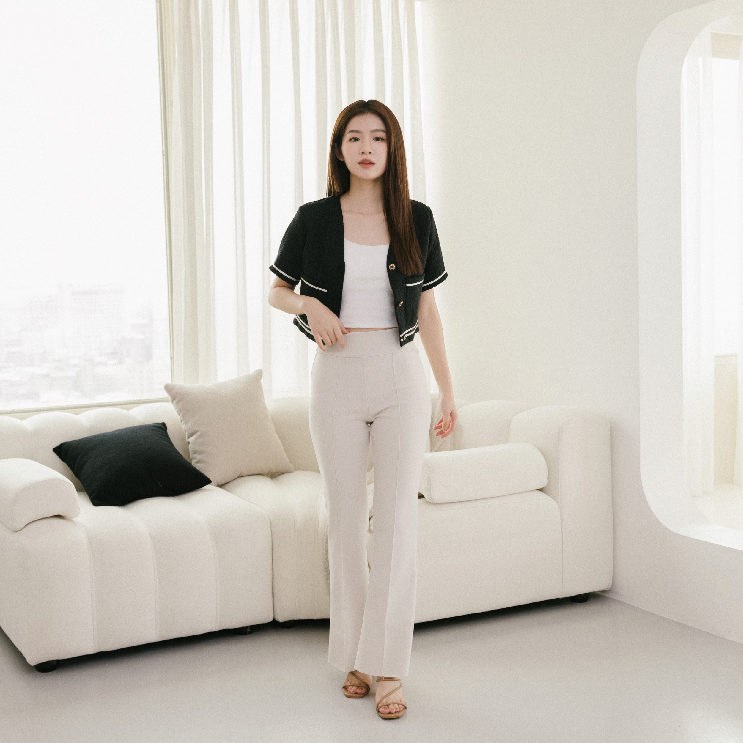 法朵Fado Shop｜高腰超彈顯瘦褲 273C041 黑/杏