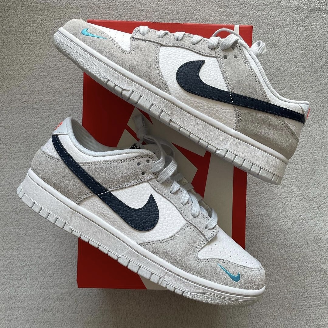 NIKE DUNK LOW 灰白 海軍藍 橘紅 湖水綠 刺繡 小勾 麂皮 荔枝皮 / 預購