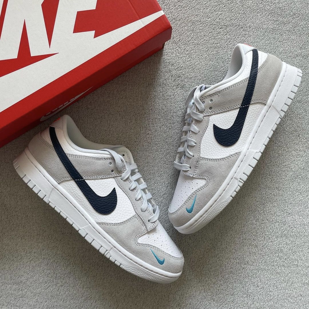 NIKE DUNK LOW 灰白 海軍藍 橘紅 湖水綠 刺繡 小勾 麂皮 荔枝皮 / 預購