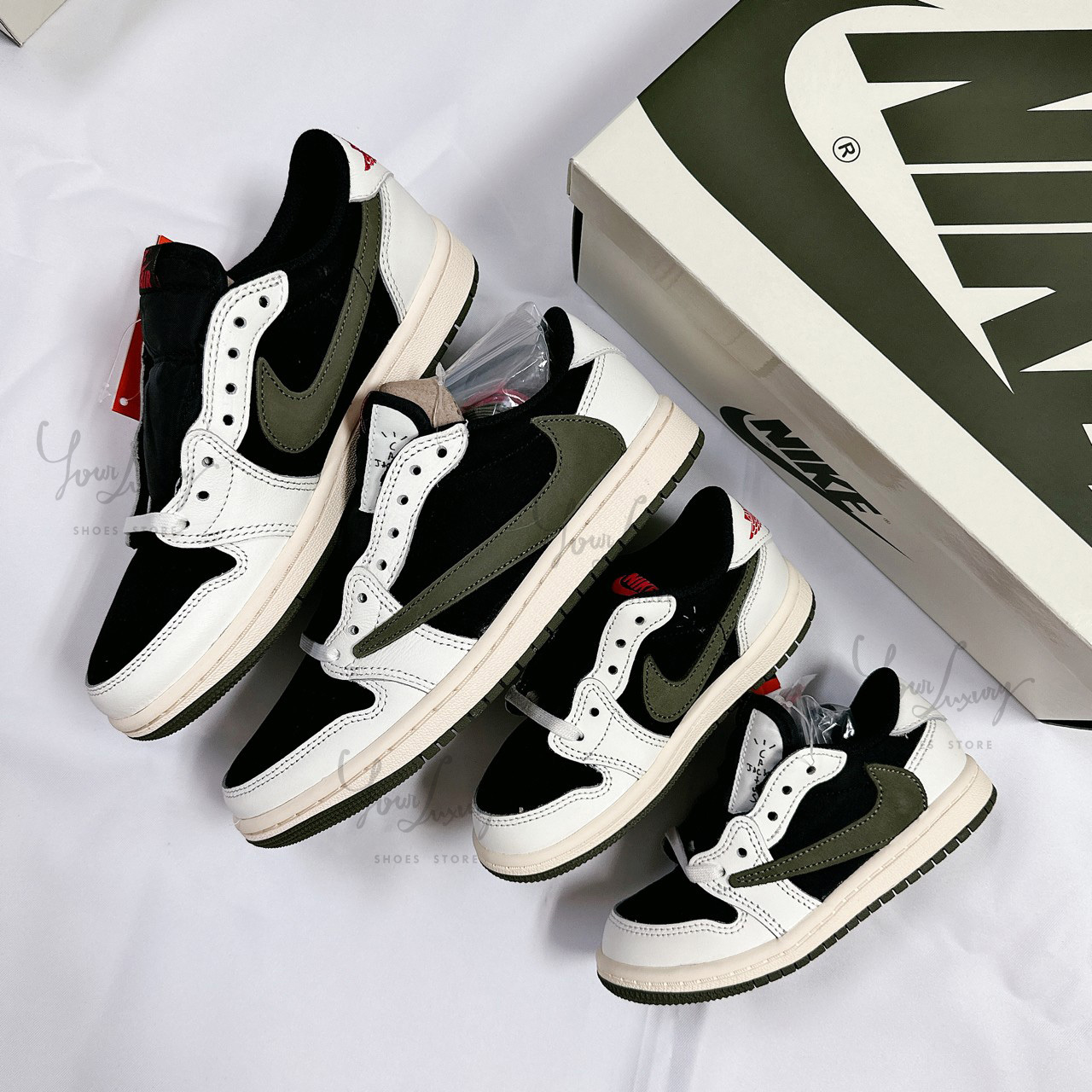 【Luxury】現貨+預購 NIKE Travis Scott x Air Jordan 1 Low OG WMNS "Olive" 聯名款 倒鉤 倒勾 橄欖綠 兒童 男女段 DZ4137-106