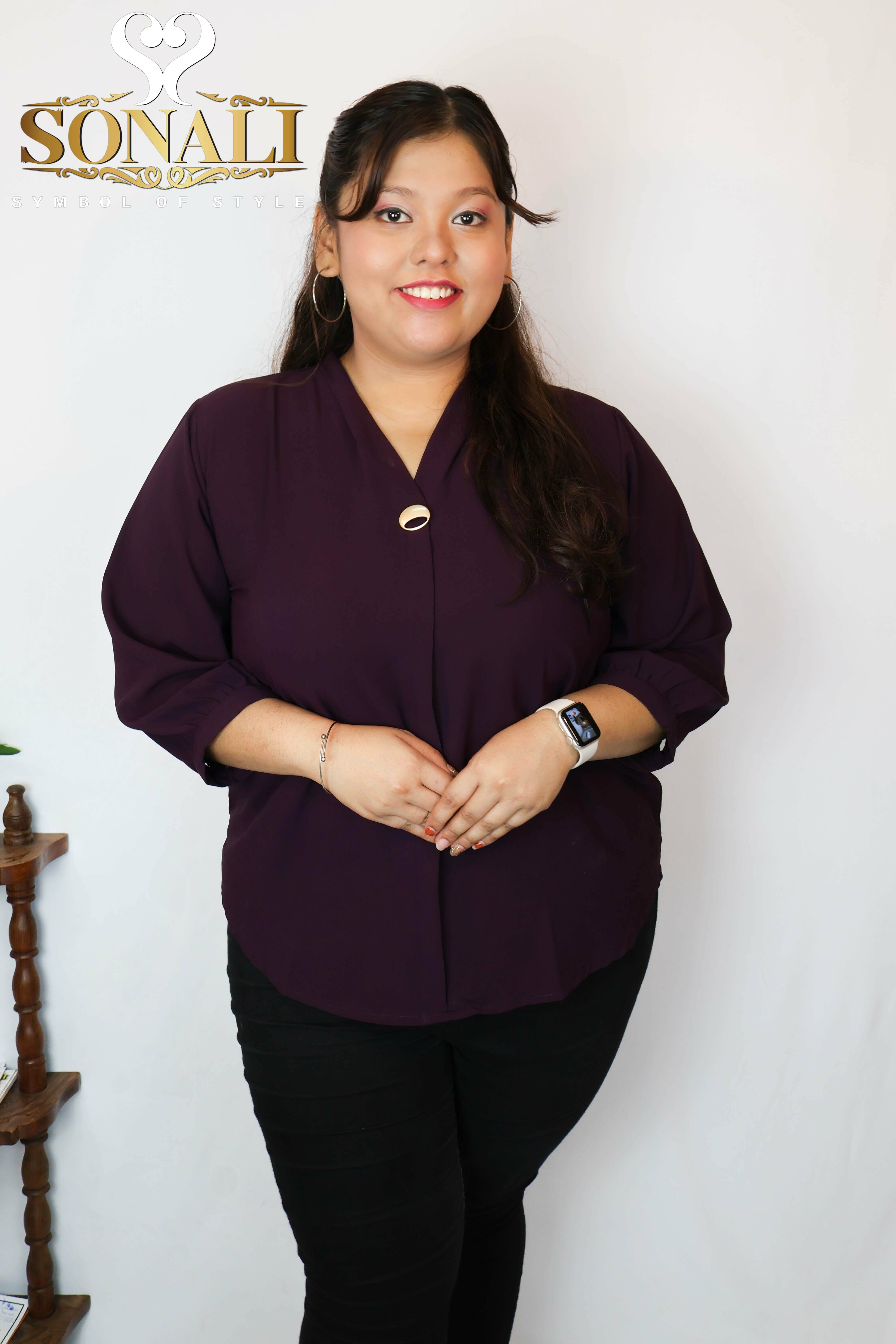 Sonali Premier Quality Women's Plain Shirt Maroon / Top Only