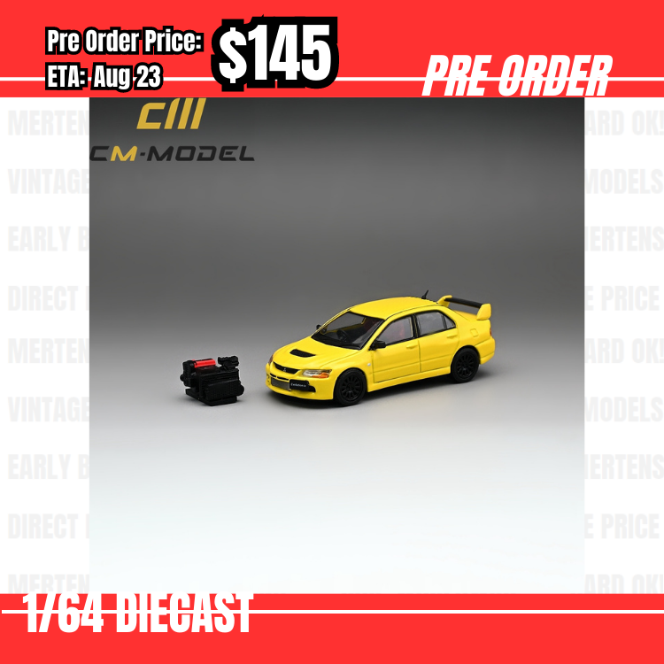 Pre Order-$145 CM Model 1:64 Mitsubishi Lancer Evolution IX Yellow w/engine display [OD25/05]