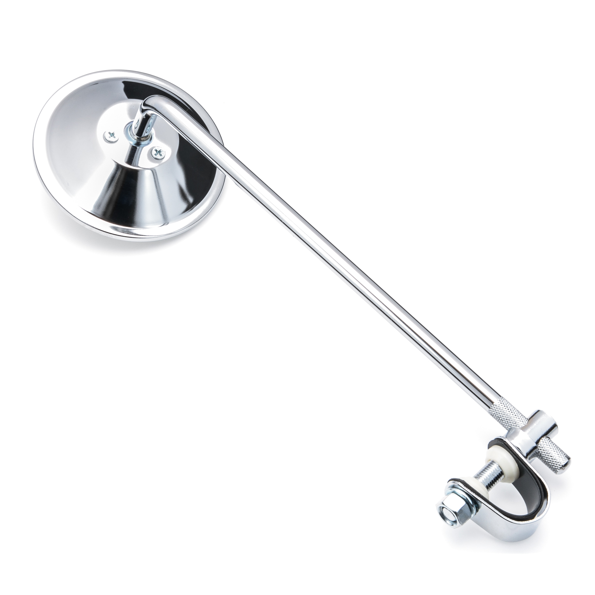 長桿 夾式 後照鏡 4吋圓 銀