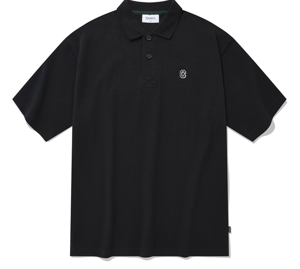 韓國代購 COVERNAT C Logo POLO衫 上衣 休閒襯衫 黑 MAY-