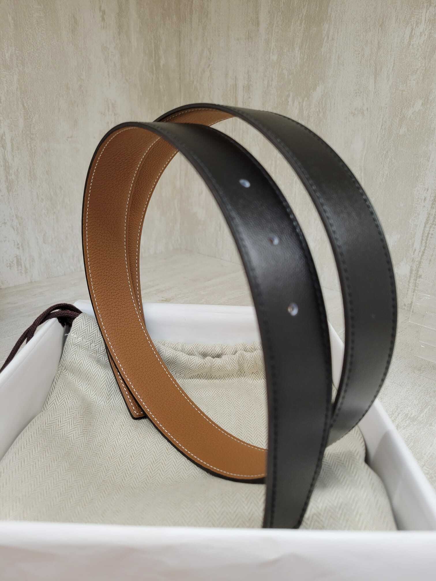 Hermes men’s belt 金棕色/黑色90cm 32MM