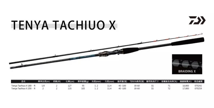 Daiwa TENYA TACHIUO X 180｜200 天亞竿30-60號釣竿天亞