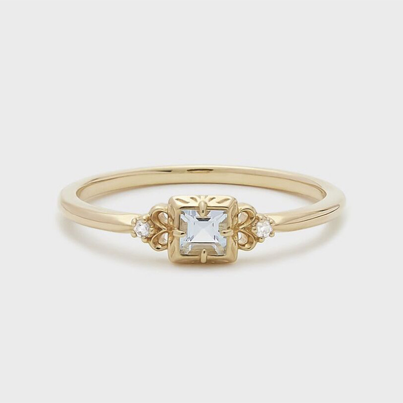 【輕奢】黑桃海語-14K金+925純銀海藍寶鋯石