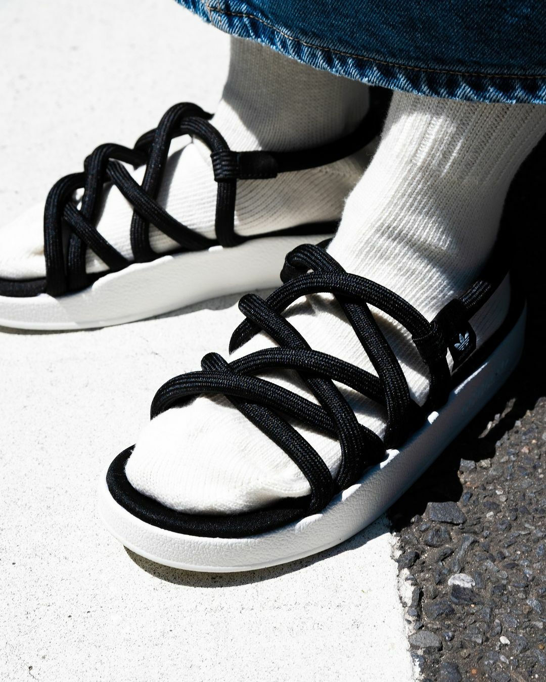 Adidas Originals Adilette Noda 黑色 羅馬鞋 綁帶 涼鞋 拖鞋 涼拖鞋 FZ6438