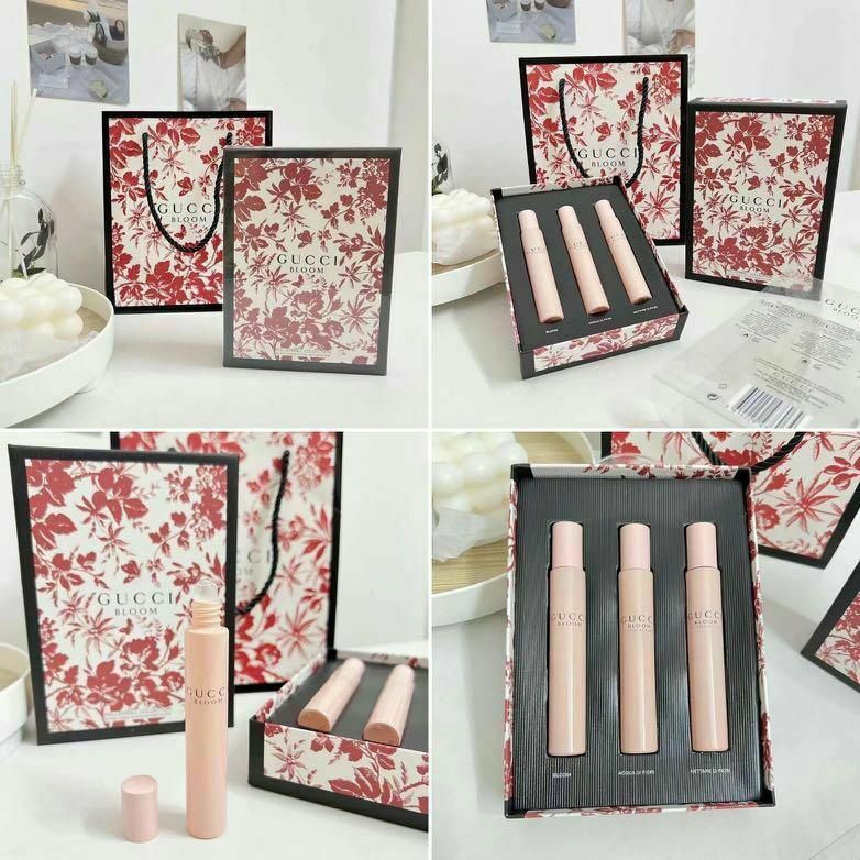 Gucci 粉色繁花走珠香水3件套7.4ml X3