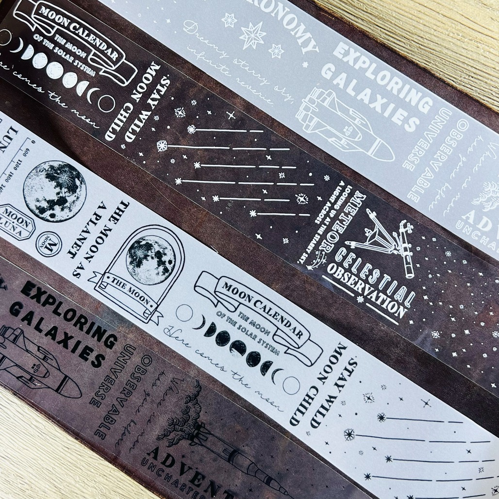 喵吉星．Space (Black/White) 太空黑墨/白墨 4.5cm亮面PET/描圖紙膠帶 <整捲/分裝>