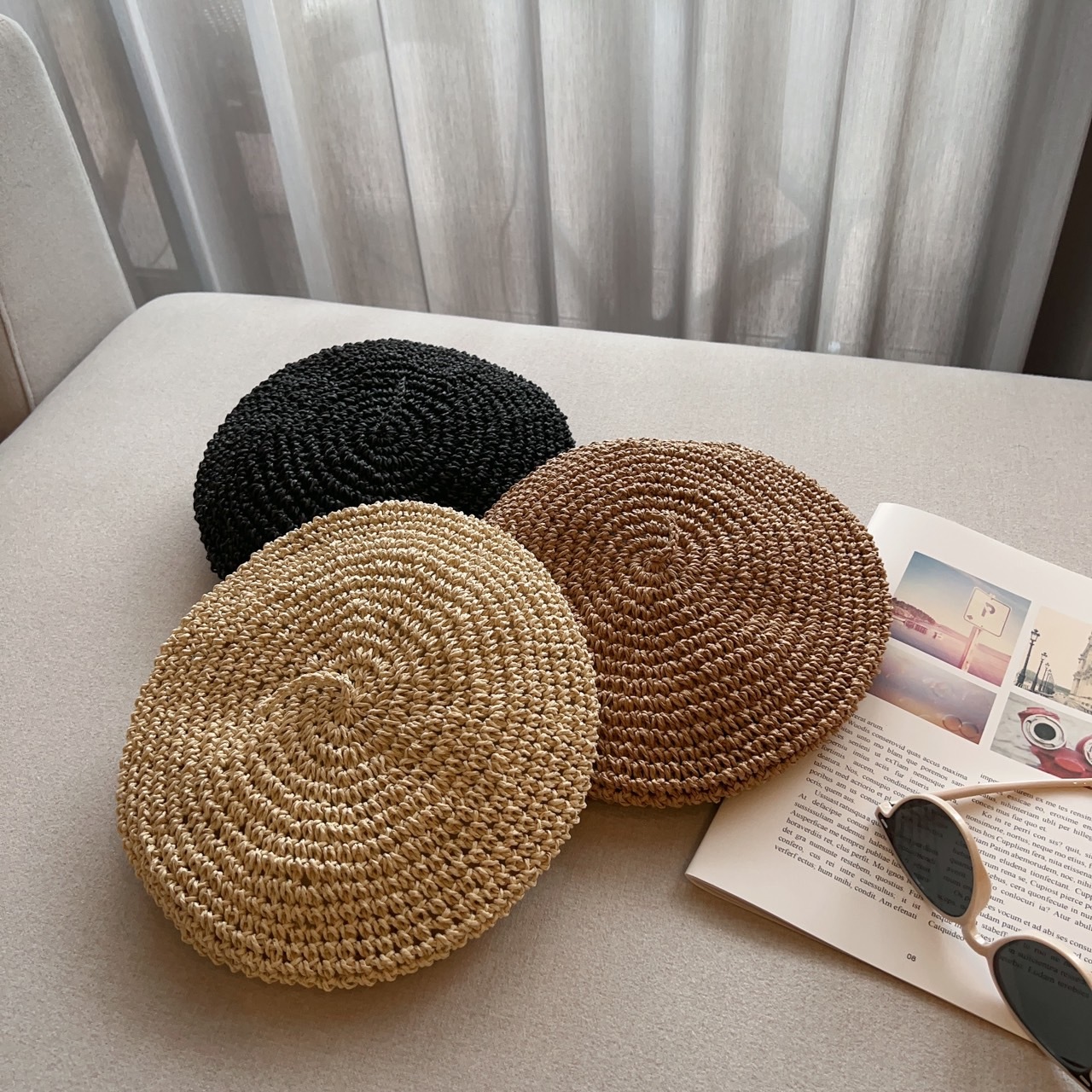 渡假風編織畫家帽/三色