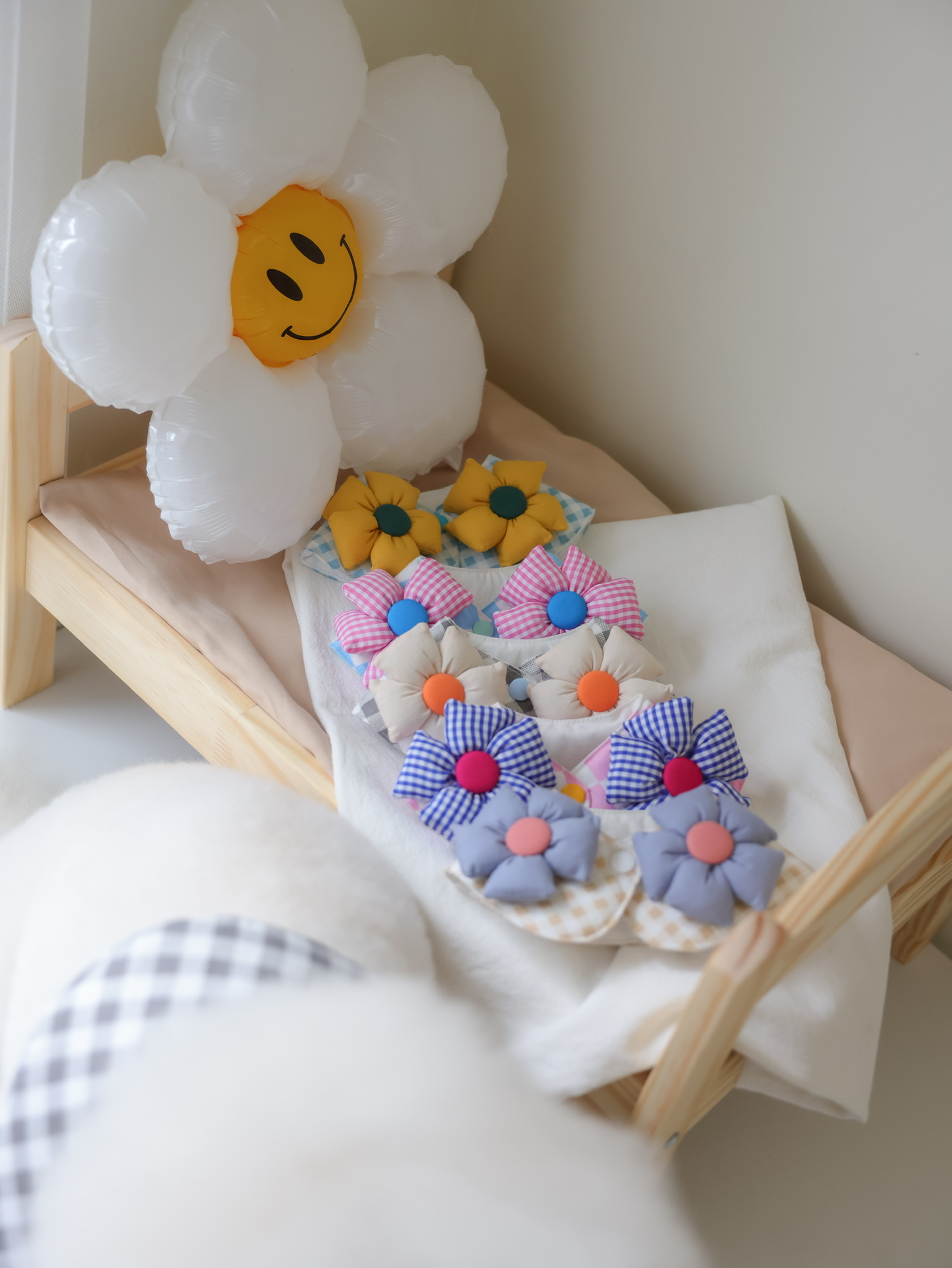 韓國訂製款 小雛菊格子領巾(五色)